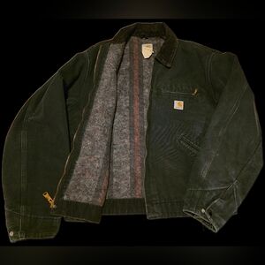 Vintage Carhartt J01 BLK Detroit Y2K Jacket Blanket Lined 42R Workwear Corduroy